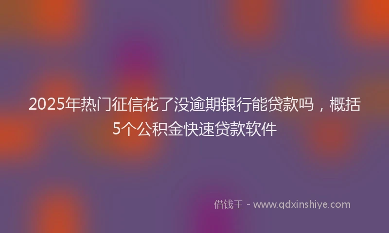 2025年热门征信花了没逾期银行能贷款吗，概括5个公积金快速贷款软件