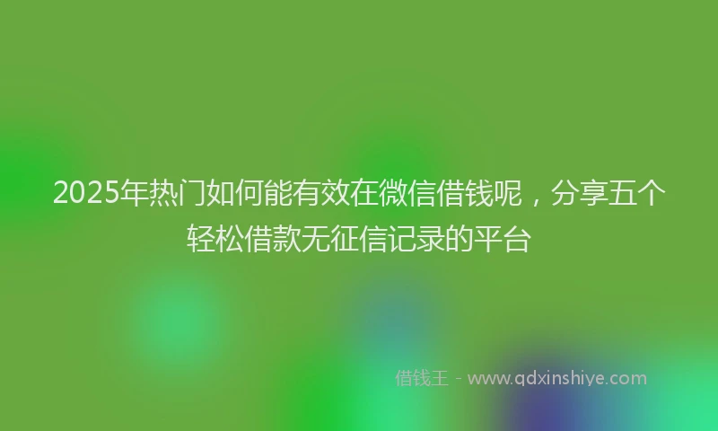 2025年热门如何能有效在微信借钱呢，分享五个轻松借款无征信记录的平台