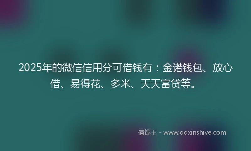 2025年的微信信用分可借钱有：金诺钱包、放心借、易得花、多米、天天富贷等。
