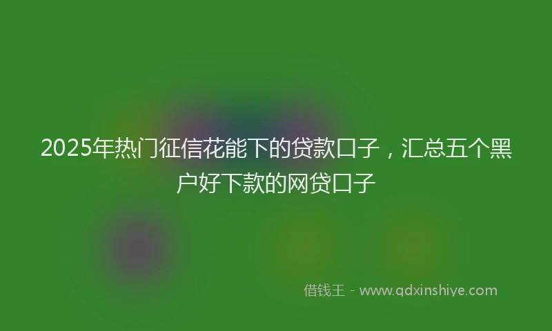 2025年热门征信花能下的贷款口子，汇总五个黑户好下款的网贷口子