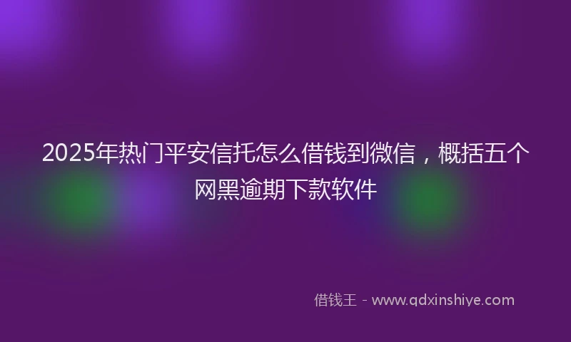 2025年热门平安信托怎么借钱到微信，概括五个网黑逾期下款软件
