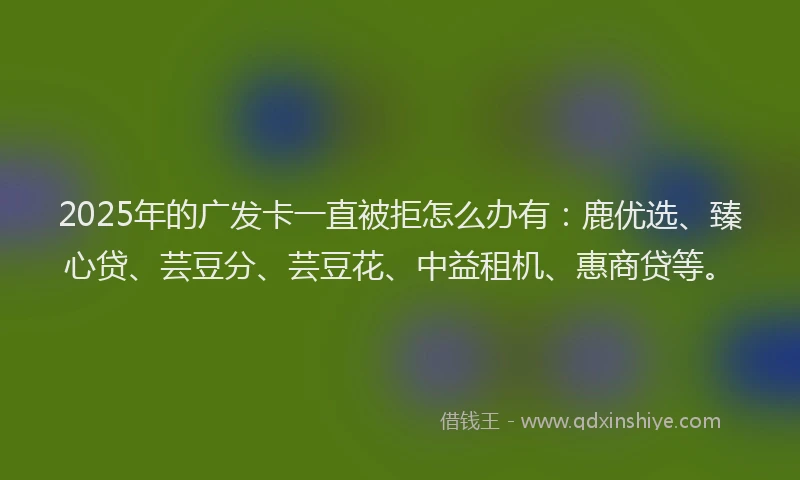 2025年的广发卡一直被拒怎么办有：鹿优选、臻心贷、芸豆分、芸豆花、中益租机、惠商贷等。