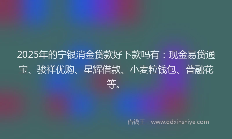 2025年的宁银消金贷款好下款吗有：现金易贷通宝、骏祥优购、星辉借款、小麦粒钱包、普融花等。