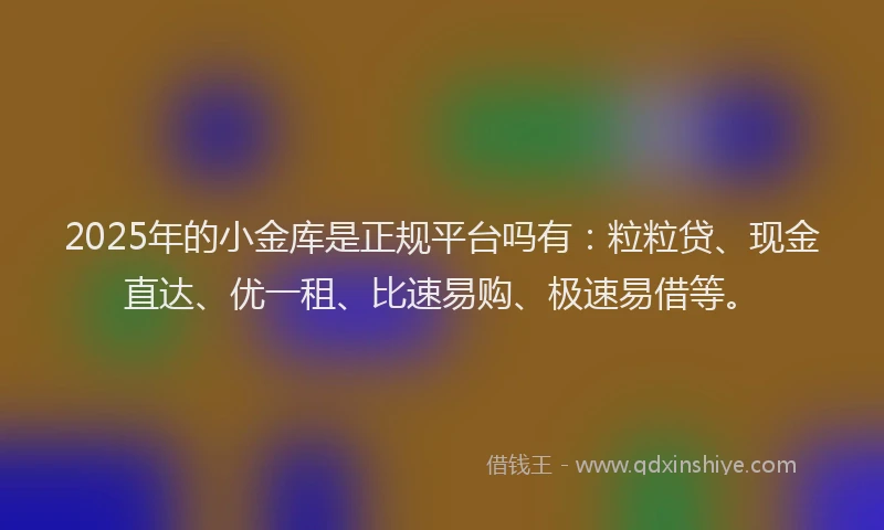 2025年的小金库是正规平台吗有：粒粒贷、现金直达、优一租、比速易购、极速易借等。
