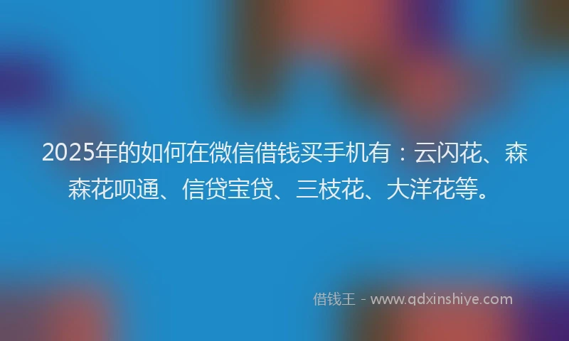 2025年的如何在微信借钱买手机有：云闪花、森森花呗通、信贷宝贷、三枝花、大洋花等。