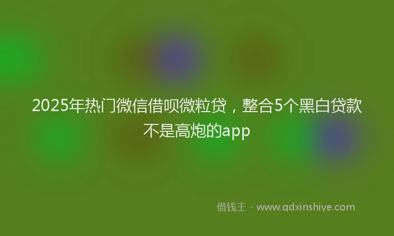 2025年热门微信借呗微粒贷，整合5个黑白贷款不是高炮的app