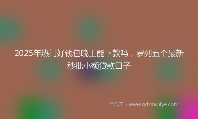 2025年热门好钱包晚上能下款吗，罗列五个最新秒批小额贷款口子