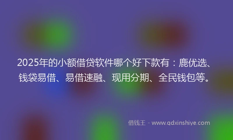 2025年的小额借贷软件哪个好下款有：鹿优选、钱袋易借、易借速融、现用分期、全民钱包等。