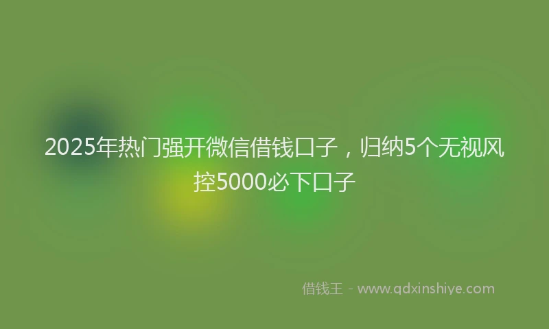 2025年热门强开微信借钱口子，归纳5个无视风控5000必下口子