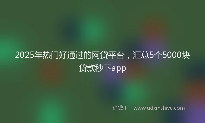 2025年热门好通过的网贷平台，汇总5个5000块贷款秒下app
