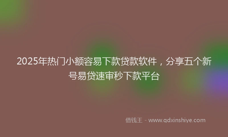2025年热门小额容易下款贷款软件，分享五个新号易贷速审秒下款平台