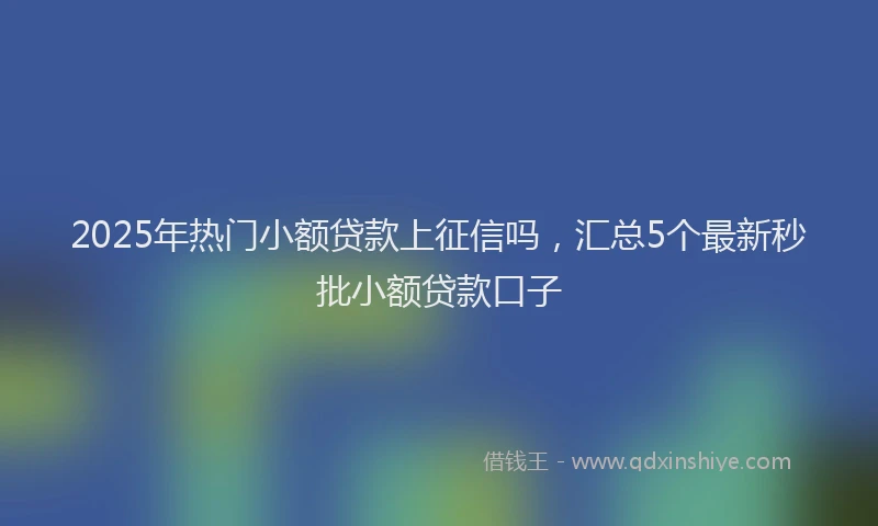 2025年热门小额贷款上征信吗，汇总5个最新秒批小额贷款口子