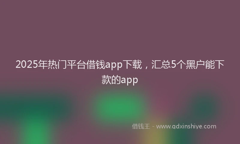 2025年热门平台借钱app下载，汇总5个黑户能下款的app