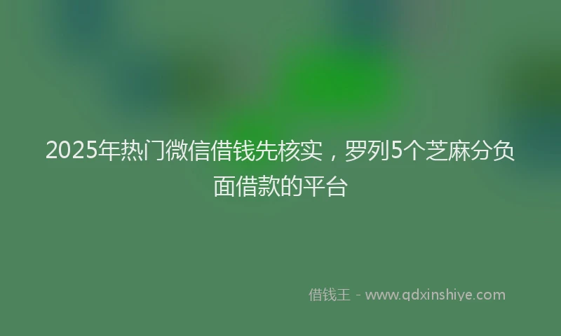 2025年热门微信借钱先核实，罗列5个芝麻分负面借款的平台