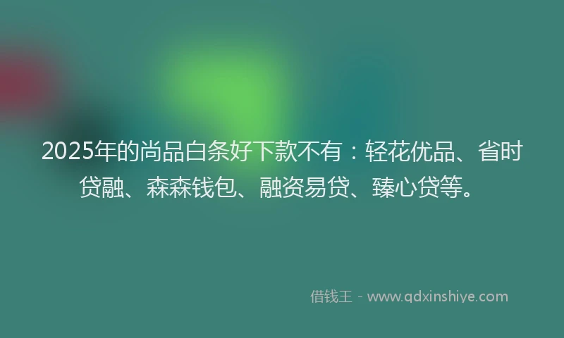 2025年的尚品白条好下款不有：轻花优品、省时贷融、森森钱包、融资易贷、臻心贷等。