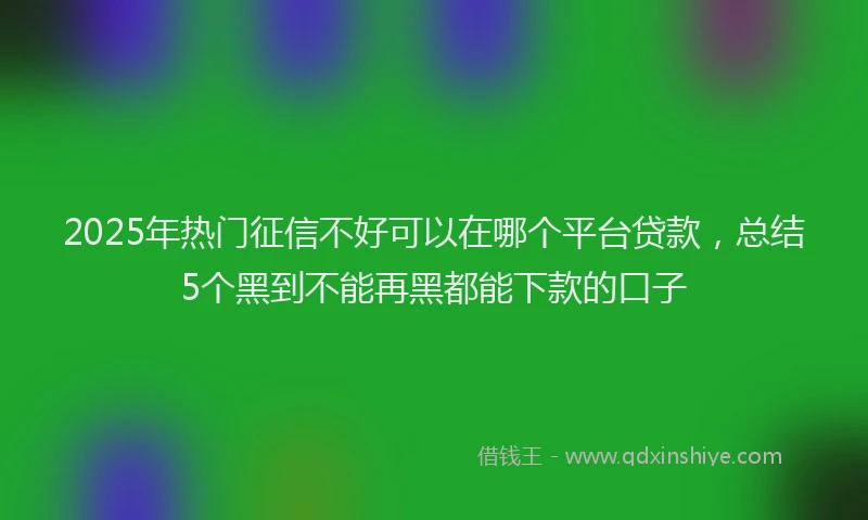2025年热门征信不好可以在哪个平台贷款，总结5个黑到不能再黑都能下款的口子
