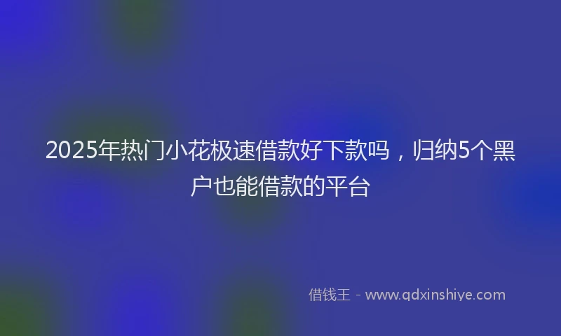 2025年热门小花极速借款好下款吗，归纳5个黑户也能借款的平台