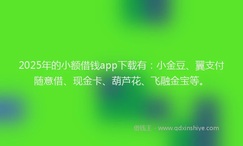 2025年的小额借钱app下载有：小金豆、翼支付随意借、现金卡、葫芦花、飞融金宝等。