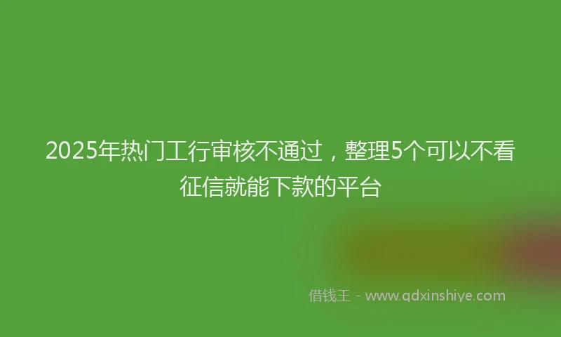 2025年热门工行审核不通过，整理5个可以不看征信就能下款的平台