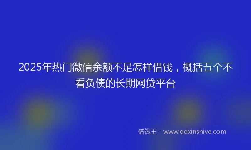 2025年热门微信余额不足怎样借钱，概括五个不看负债的长期网贷平台