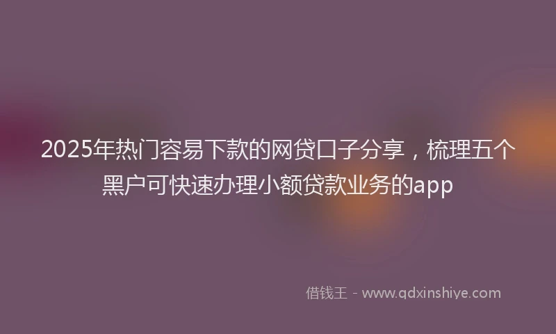 2025年热门容易下款的网贷口子分享，梳理五个黑户可快速办理小额贷款业务的app
