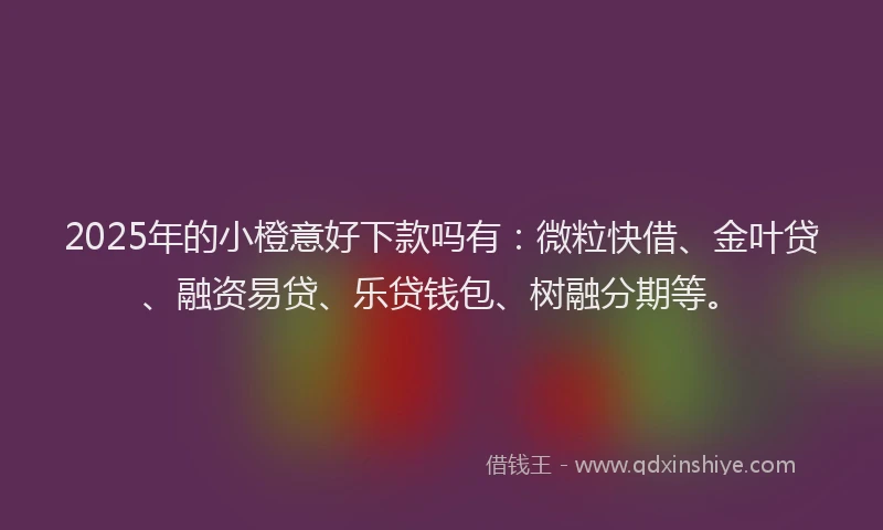 2025年的小橙意好下款吗有：微粒快借、金叶贷、融资易贷、乐贷钱包、树融分期等。