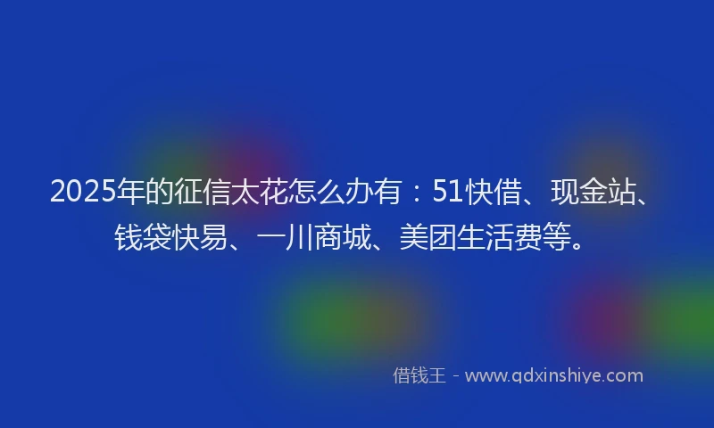 2025年的征信太花怎么办有：51快借、现金站、钱袋快易、一川商城、美团生活费等。