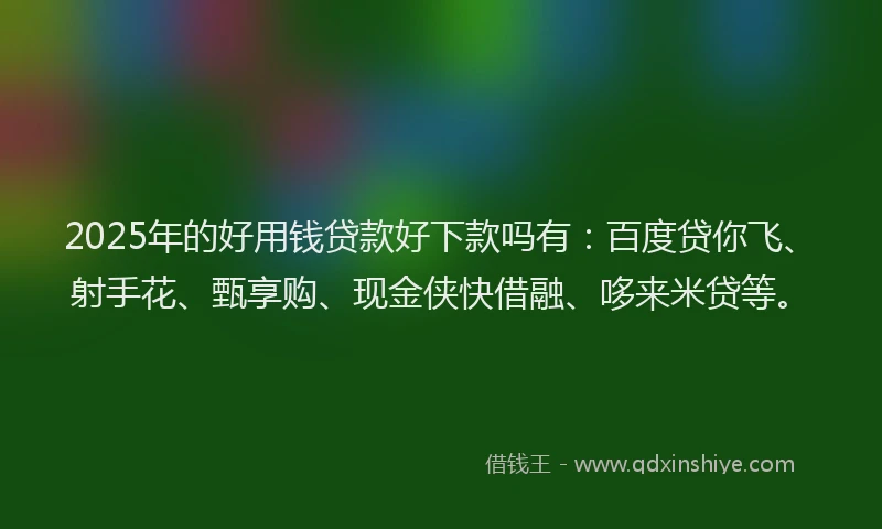 2025年的好用钱贷款好下款吗有：百度贷你飞、射手花、甄享购、现金侠快借融、哆来米贷等。