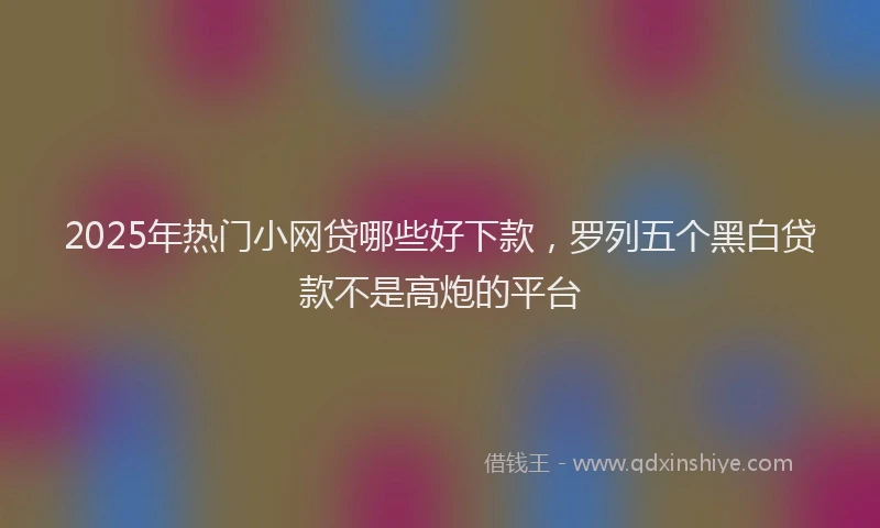 2025年热门小网贷哪些好下款，罗列五个黑白贷款不是高炮的平台