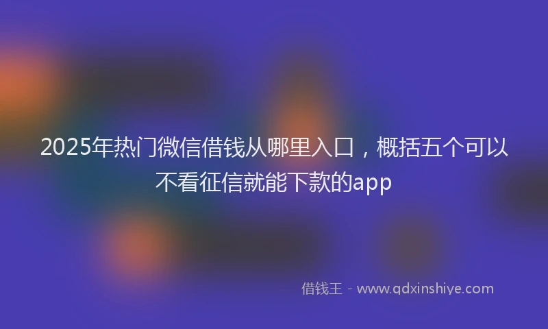 2025年热门微信借钱从哪里入口，概括五个可以不看征信就能下款的app