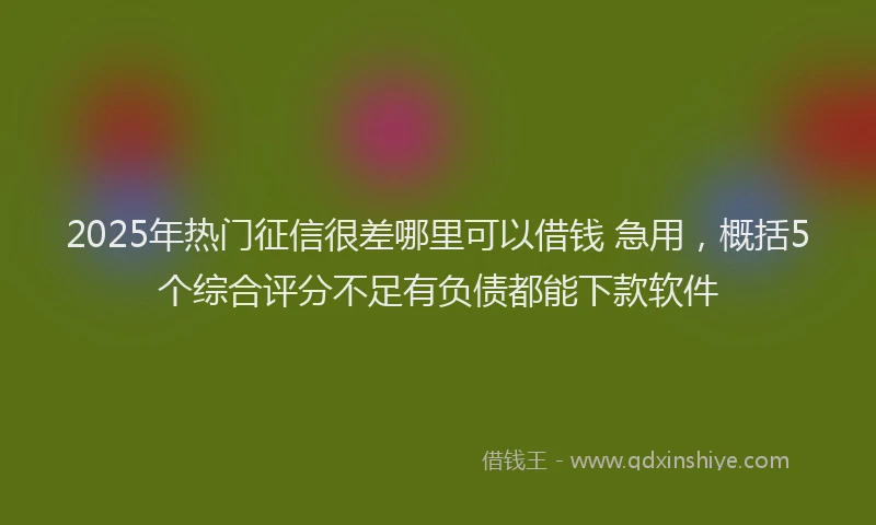 2025年热门征信很差哪里可以借钱 急用，概括5个综合评分不足有负债都能下款软件