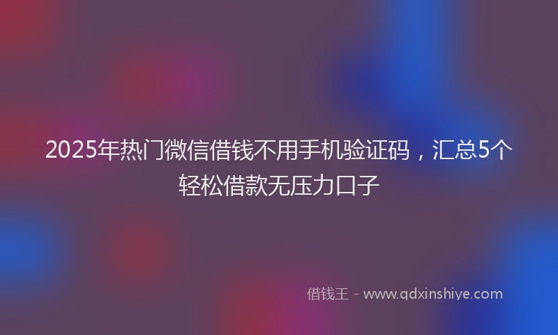 2025年热门微信借钱不用手机验证码，汇总5个轻松借款无压力口子