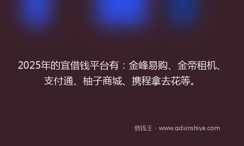2025年的宜借钱平台有：金峰易购、金帝租机、支付通、柚子商城、携程拿去花等。
