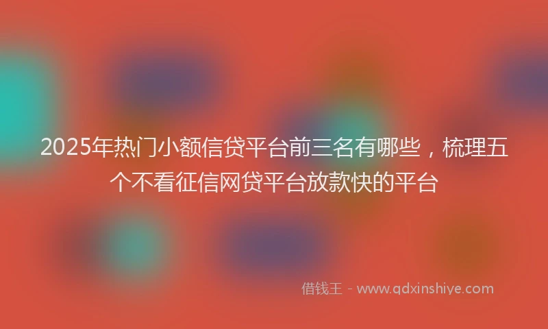 2025年热门小额信贷平台前三名有哪些，梳理五个不看征信网贷平台放款快的平台