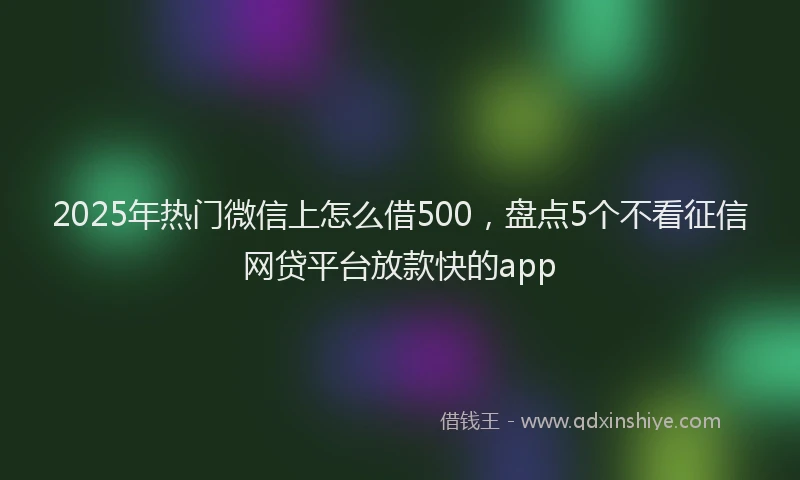 2025年热门微信上怎么借500，盘点5个不看征信网贷平台放款快的app