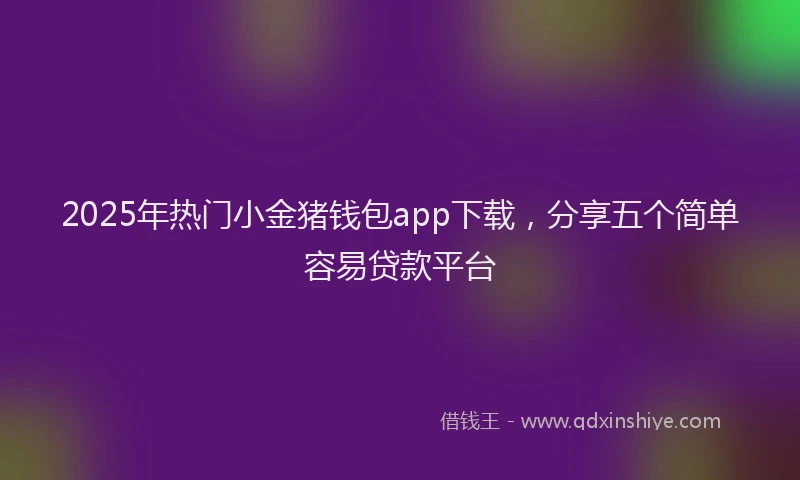 2025年热门小金猪钱包app下载，分享五个简单容易贷款平台