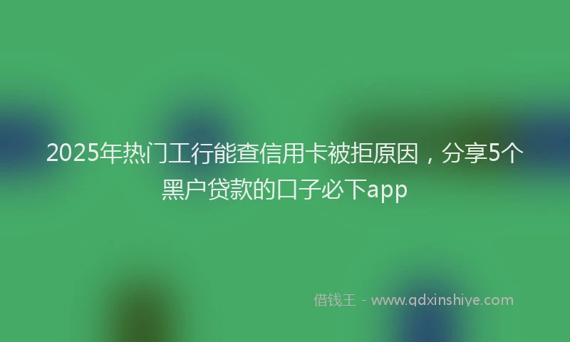 2025年热门工行能查信用卡被拒原因，分享5个黑户贷款的口子必下app