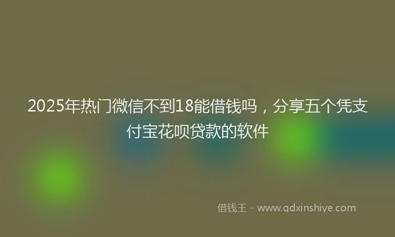 2025年热门微信不到18能借钱吗，分享五个凭支付宝花呗贷款的软件