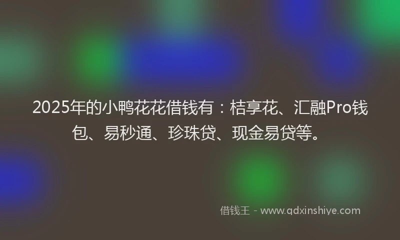 2025年的小鸭花花借钱有：桔享花、汇融Pro钱包、易秒通、珍珠贷、现金易贷等。