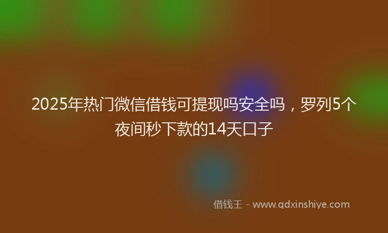 2025年热门微信借钱可提现吗安全吗，罗列5个夜间秒下款的14天口子