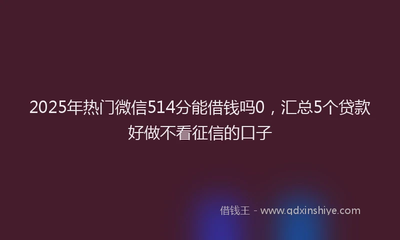 2025年热门微信514分能借钱吗0，汇总5个贷款好做不看征信的口子