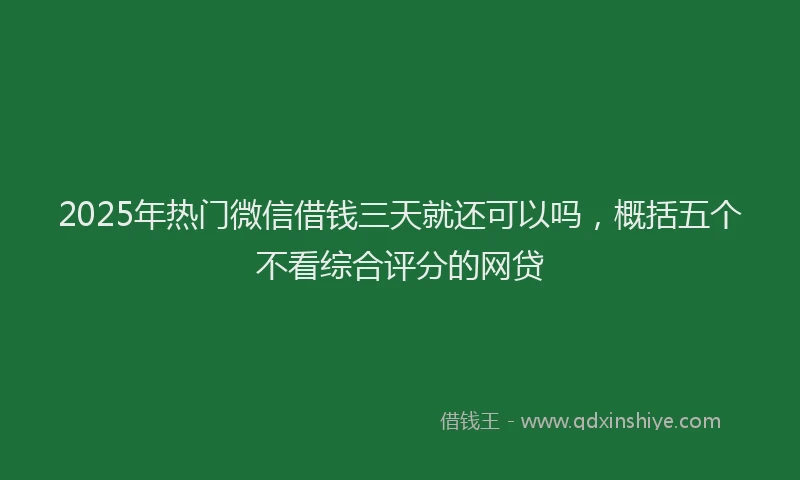 2025年热门微信借钱三天就还可以吗，概括五个不看综合评分的网贷