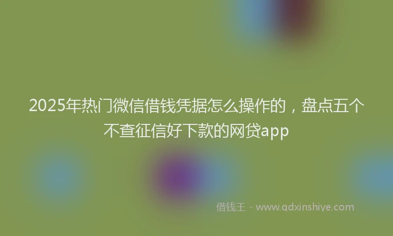 2025年热门微信借钱凭据怎么操作的，盘点五个不查征信好下款的网贷app