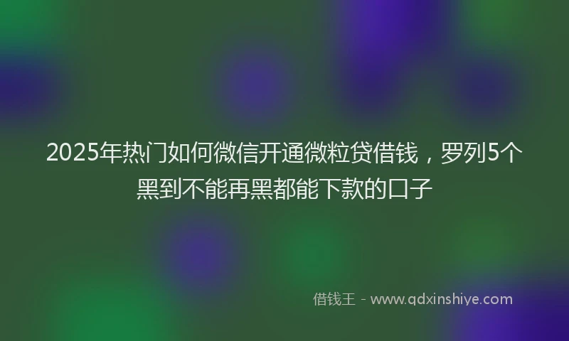 2025年热门如何微信开通微粒贷借钱，罗列5个黑到不能再黑都能下款的口子