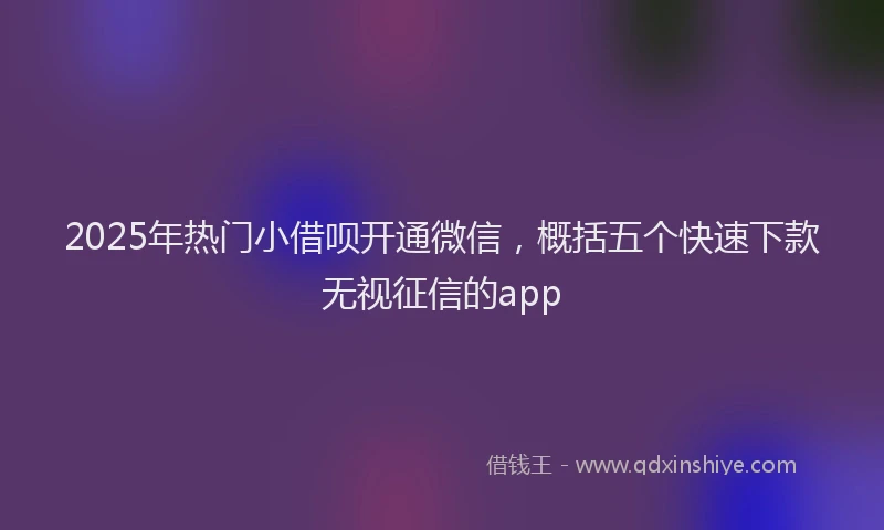 2025年热门小借呗开通微信，概括五个快速下款无视征信的app