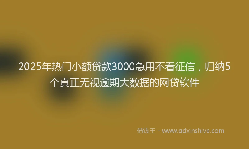 2025年热门小额贷款3000急用不看征信，归纳5个真正无视逾期大数据的网贷软件