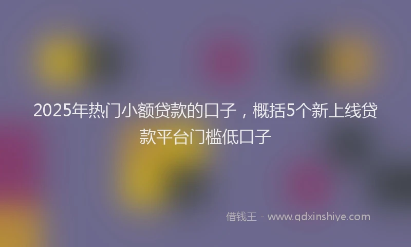 2025年热门小额贷款的口子，概括5个新上线贷款平台门槛低口子