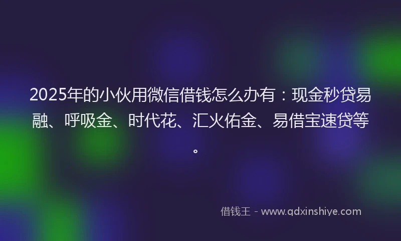 2025年的小伙用微信借钱怎么办有：现金秒贷易融、呼吸金、时代花、汇火佑金、易借宝速贷等。