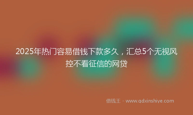 2025年热门容易借钱下款多久，汇总5个无视风控不看征信的网贷