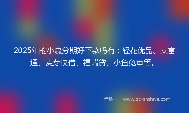 2025年的小蠃分期好下款吗有：轻花优品、支富通、麦芽快借、福瑞贷、小鱼免审等。